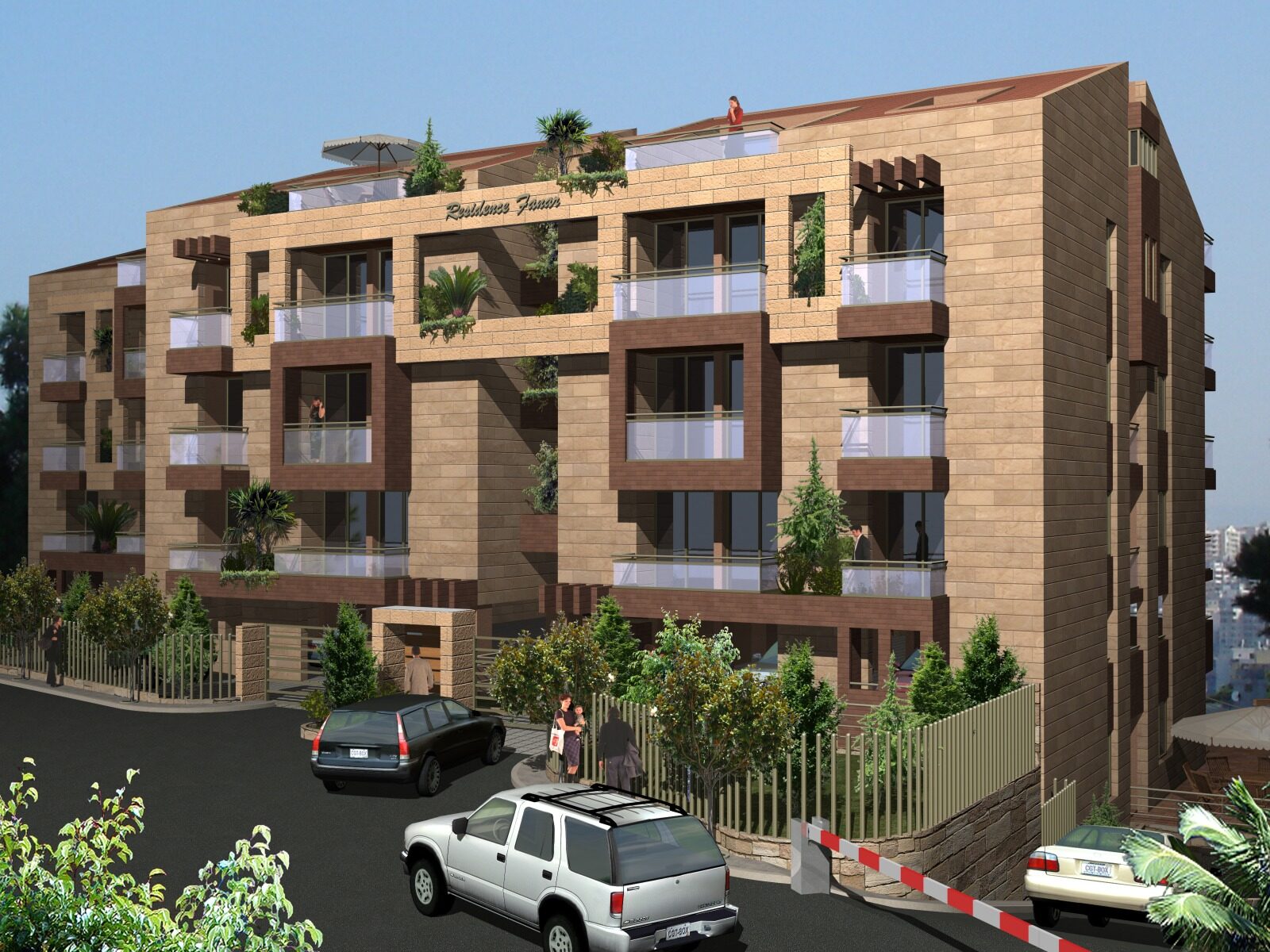 Render of the delivered Residence Fanar apartment building